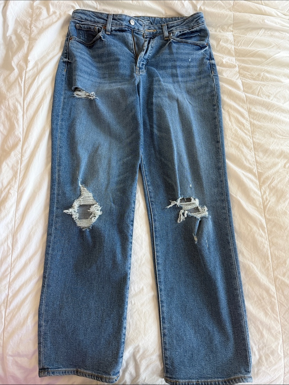 Old Navy O.G. Loose High Rise Blue Distressed Women’s Jeans Size 12